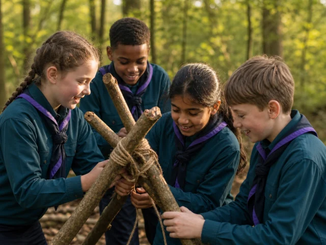 Young Scouts working together