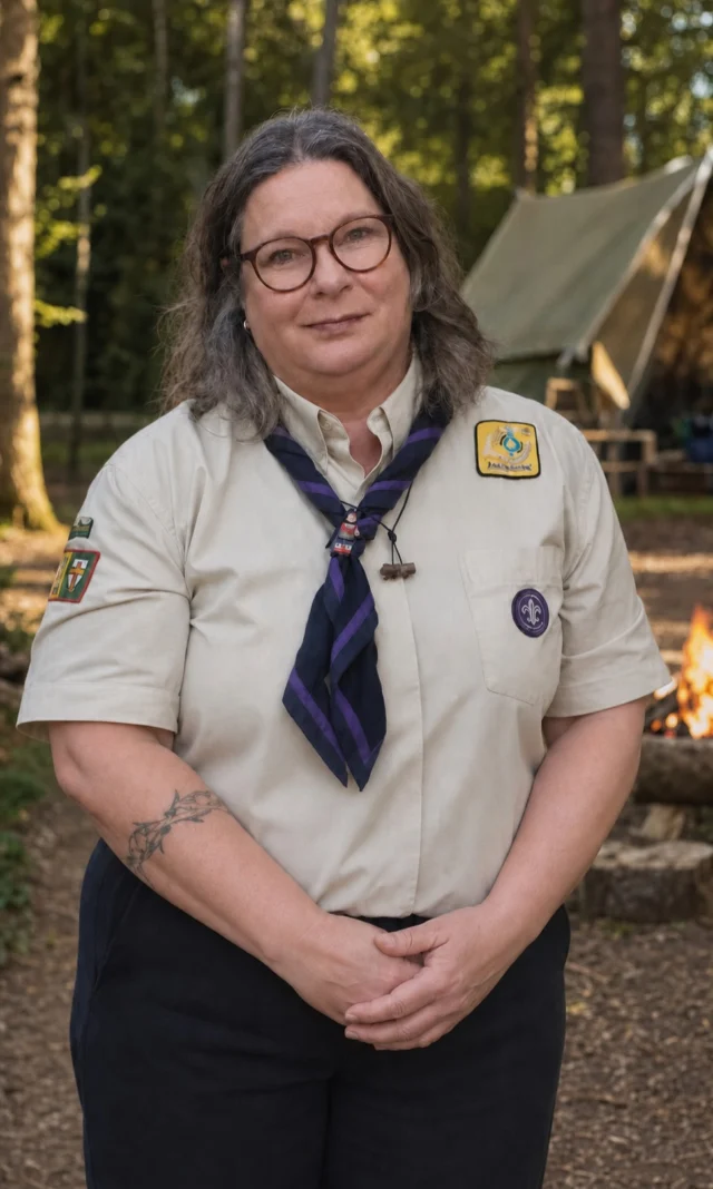 Our Scout leader welcoming families