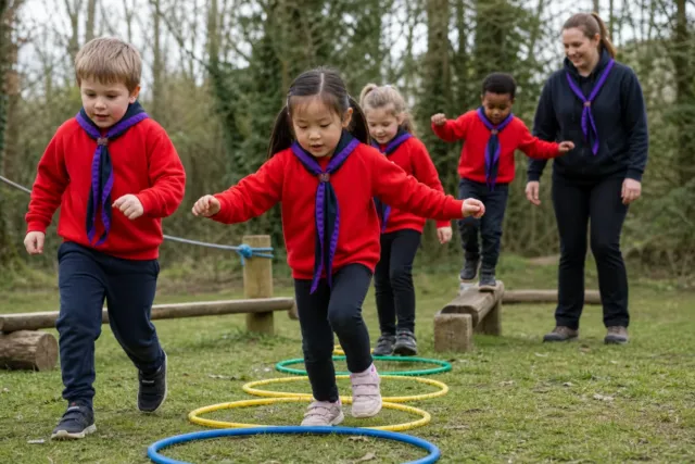 Squirrels enjoying an outdoor obstacle course